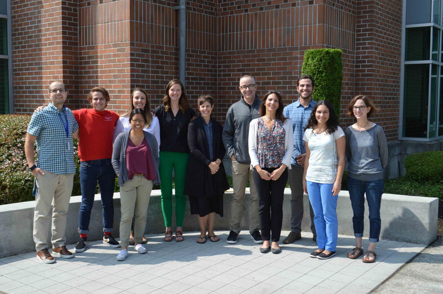 New Seattle Prep Faculty/Staff for the 2018-19 school year. From Left: Max Hanson '14, Charlie Shafer '14, Caroline Cacabelos '14, Emma Johnson '14, Kelly Young, Gina Vickrey, Jose Martin, Christiane Webster, Barrymore Rosellini '05, Kristina Kipp, Lisa Babinec.