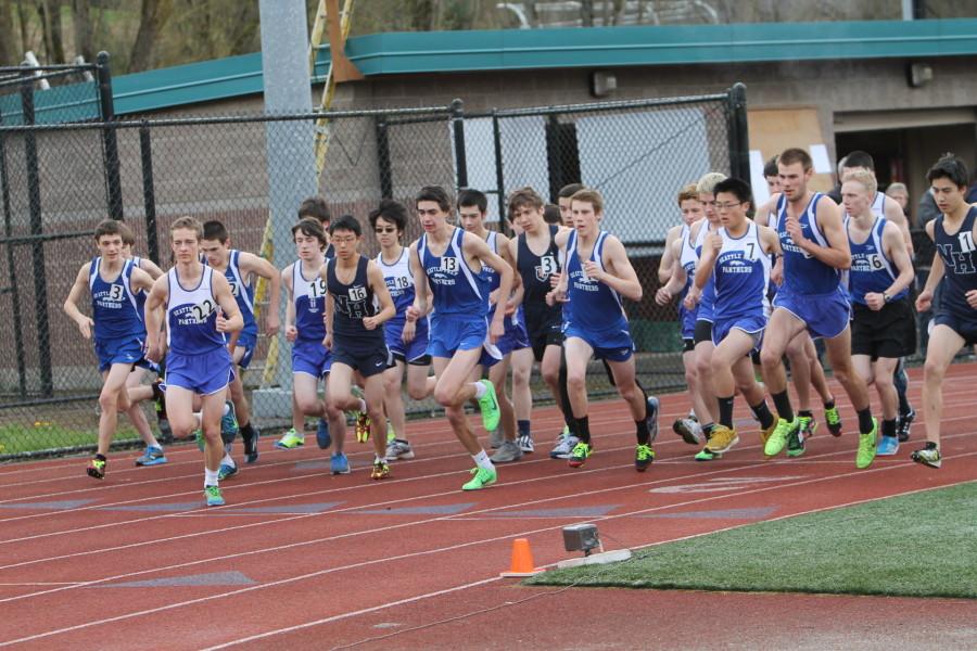 The Seattle Prep Track Team races in a recent meet