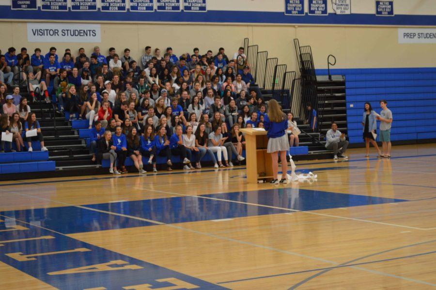 The Class of 2019 gather in the gym to listen intently to Bea Franklin’s ASB speech