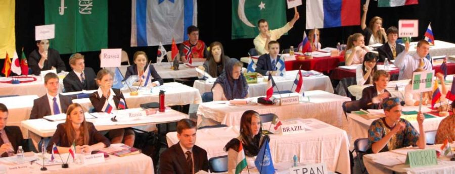 Students competing at Model UN. Advance planning and preparation are key to UN success.