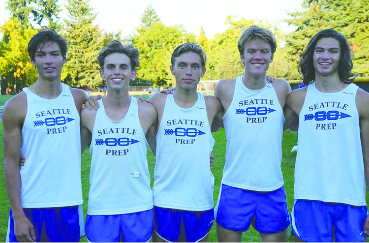 Joseph Sheh ‘18, Jamie Brennan ‘18, Conor Brennan ‘18, and Joseph Sheh (Far Right) pose with fellow senior teammate Henry Gruen ‘18.