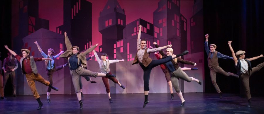 The cast of Newsies during a musical number. Newsies ran for two weekends in February and earned rave reviews.