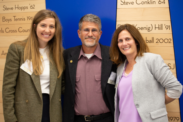 Mary Anne Santucci 14 (Left) with Soccer Coach Andy Hendricks 83 (Center) and Laura (Robinson) Krosevic 94