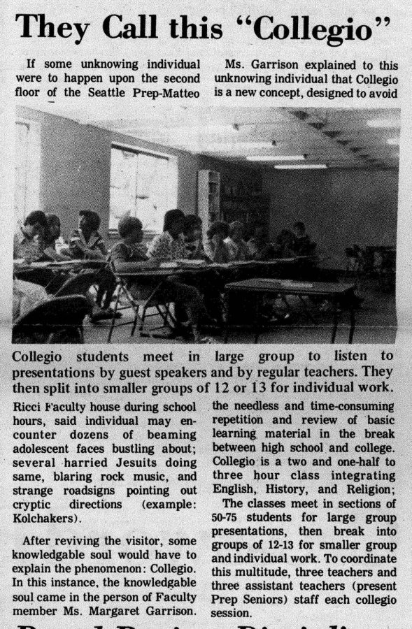 A newspaper article from the first year the Collegio program was implemented.