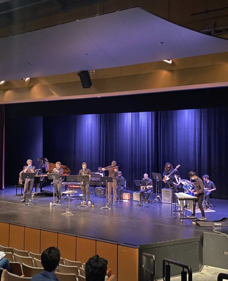 Members of the Seattle Prep Jazz Band perform at their January concert titled Epilogue.