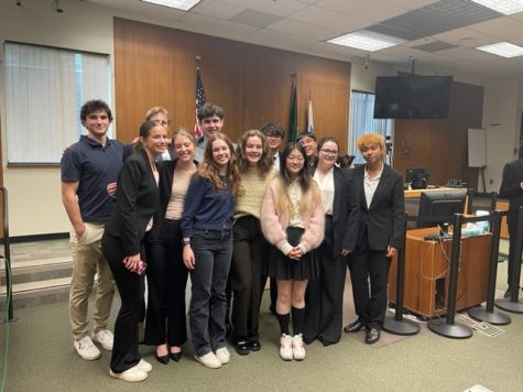 The Seattle Prep Mock Trial team following their victory at the state competition. Seniors led the team to fourth place finish in the national competition.