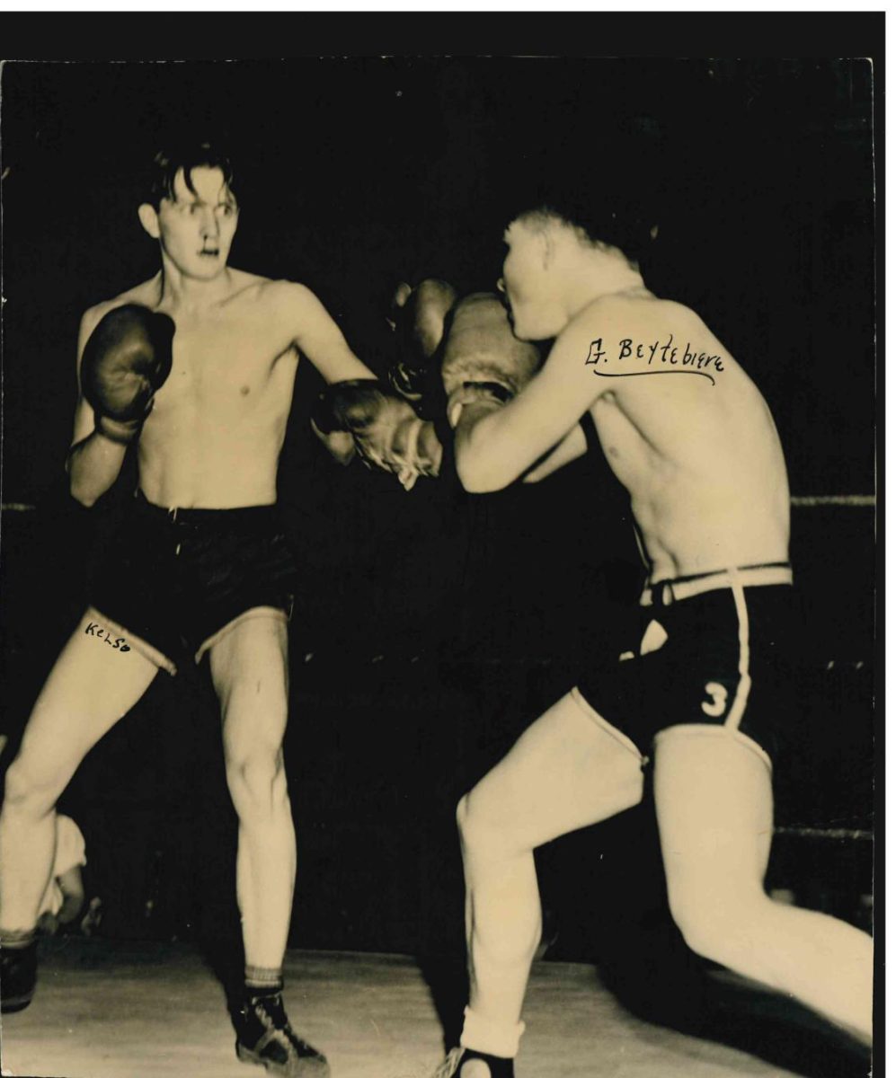 Two Prep boxers duke it out in 1937. The 1930s were a high point in Prep boxing.