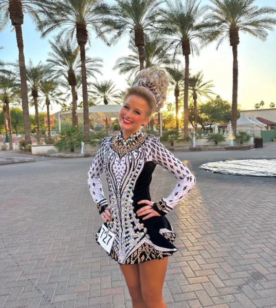 Alex Zaboukos in her Irish Dance outfit. Zaboukos finds the competitive aspect of Irish dancing the most meaningful.