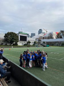 The Girls Flag Football team celebrates their Metro Championship win last season.